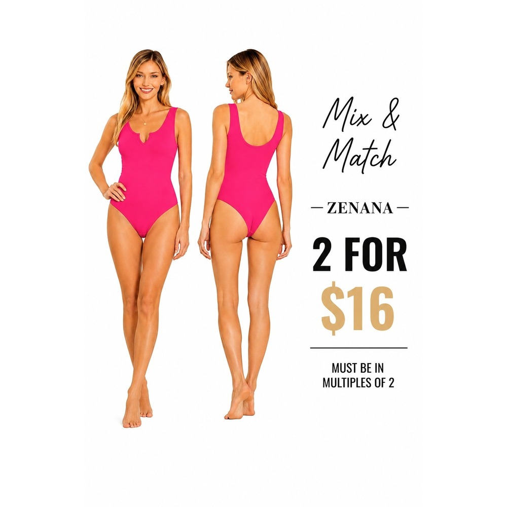 Women's Bodysuit by Zenana V Neck Fuchsia Size XL New With Tags